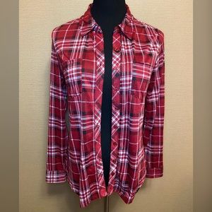 Red plaid button down